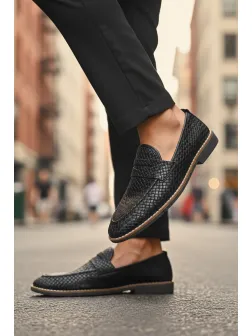 Mocasini barbati negri, tapla subtire, piele eco, comozi 12317 N2.3.4-2